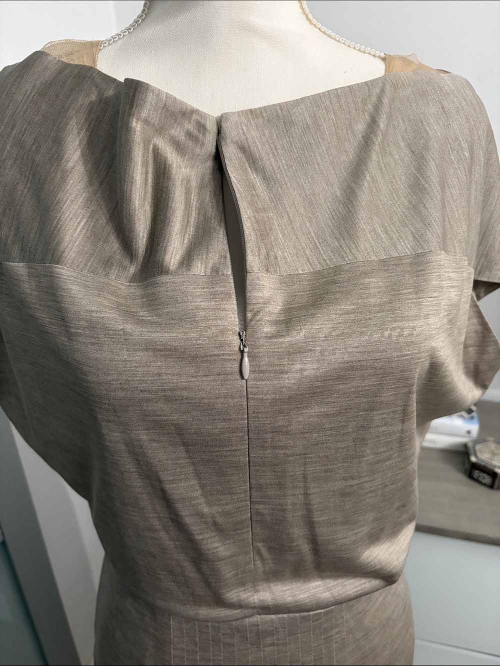 Akris Beige/Tan Pleated Midi Dress - Picture 3 of 14